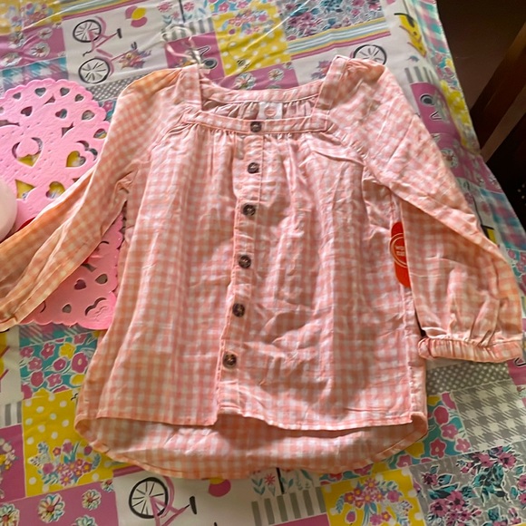 Girls Winder Nation Top | Gingham Print Pink Top with Buttons | New with Tags - Picture 1 of 3